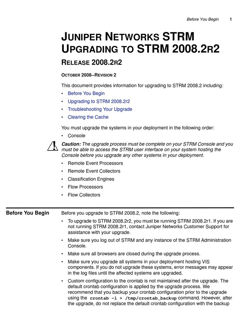 Juniper STRM 2008.2R2 - UPGRADING TO STRM 2008.2R2 REV... Installation and operation manual