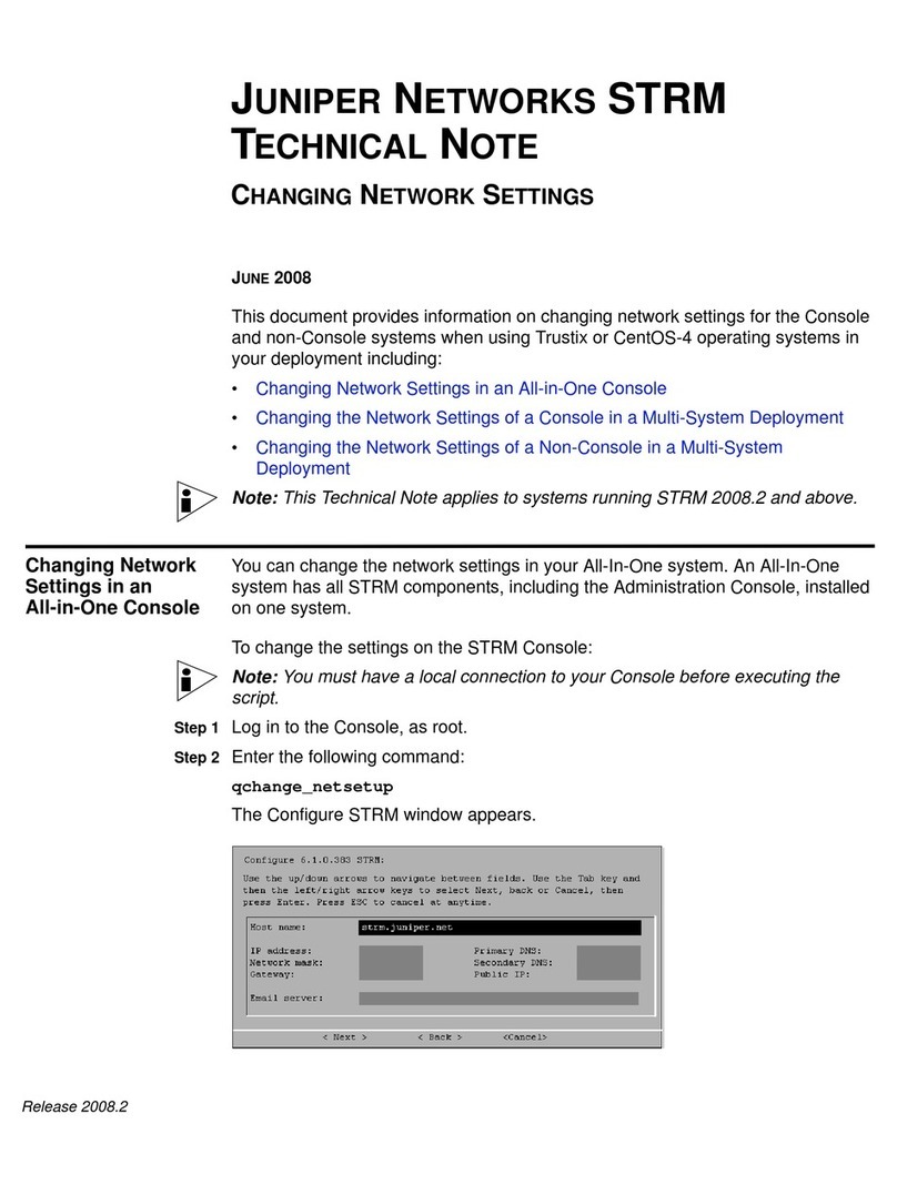 Juniper STRM 2008-2 - TECHNICAL NOTE CHANGING NETWORK SETTING... User manual Juniper STRM 2008-2 - TECHNICAL NOTE CHANGING NETWORK SETTING... User manual
