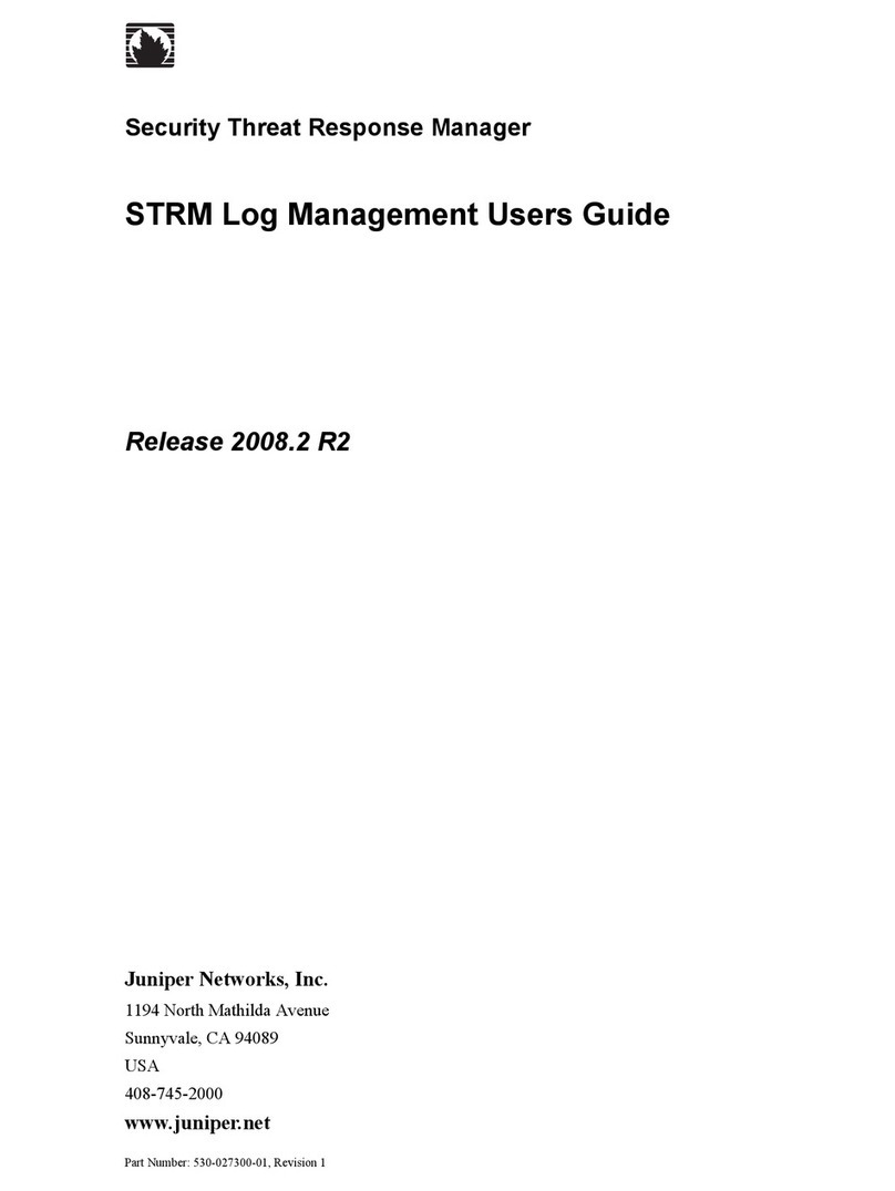 Juniper SECURITY THREAT RESPONSE MANAGER 2008.2 R2 - LOG MANAGEMENT ADMINISTRATION GUIDE REV... User manual Juniper SECURITY THREAT RESPONSE MANAGER 2008.2 R2 - LOG MANAGEMENT ADMINISTRATION GUIDE REV... User manual