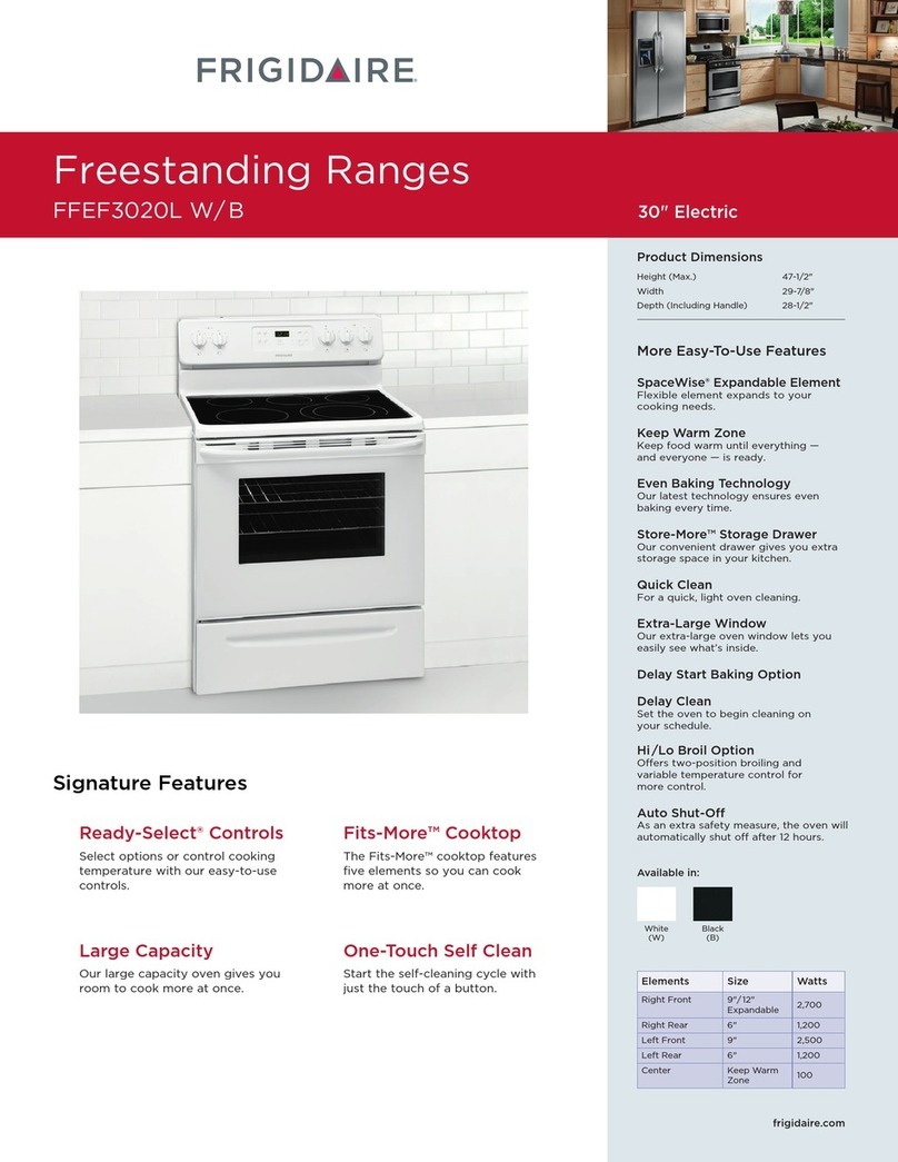 Frigidaire FFEF3020LB Product specifications