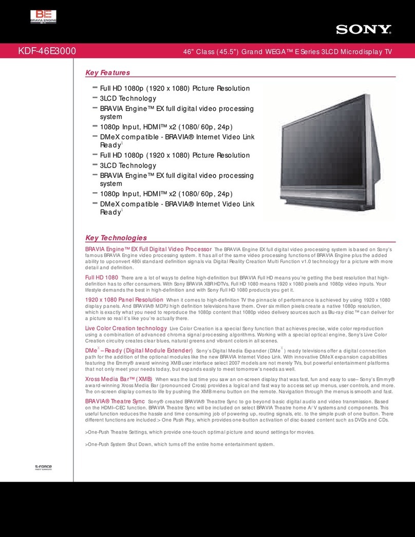 Sony KDF-46E3000 - Bravia 3lcd Micro Display High Definition... User manual