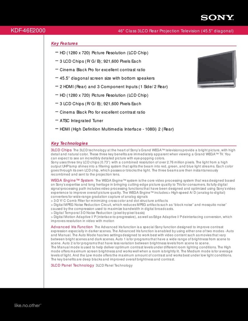 Sony KDF-46E2000 - 46" Lcd Projection Hd-tv Grand... User manual