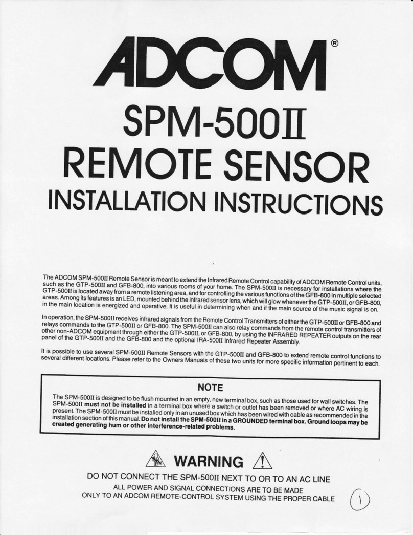 Adcom Remote Sensor SPM-500II installation guide Adcom Remote Sensor SPM-500II installation guide