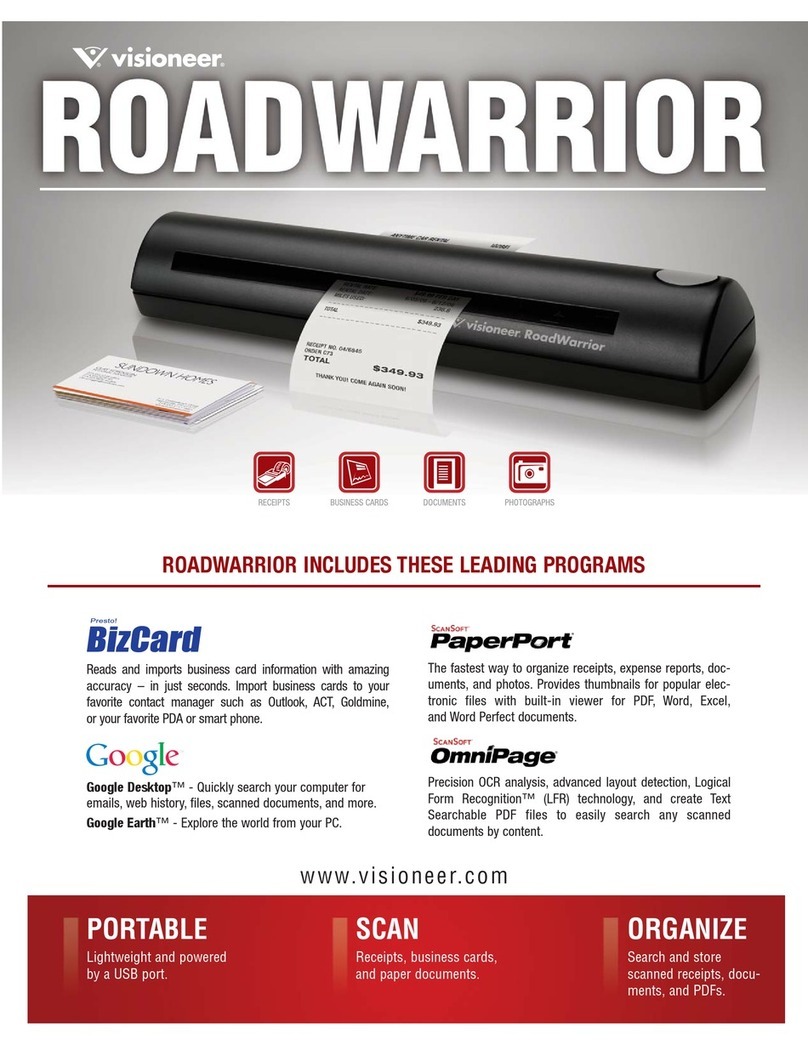 Visioneer ROAD WARRIOR - FOR WINDOWS datasheet