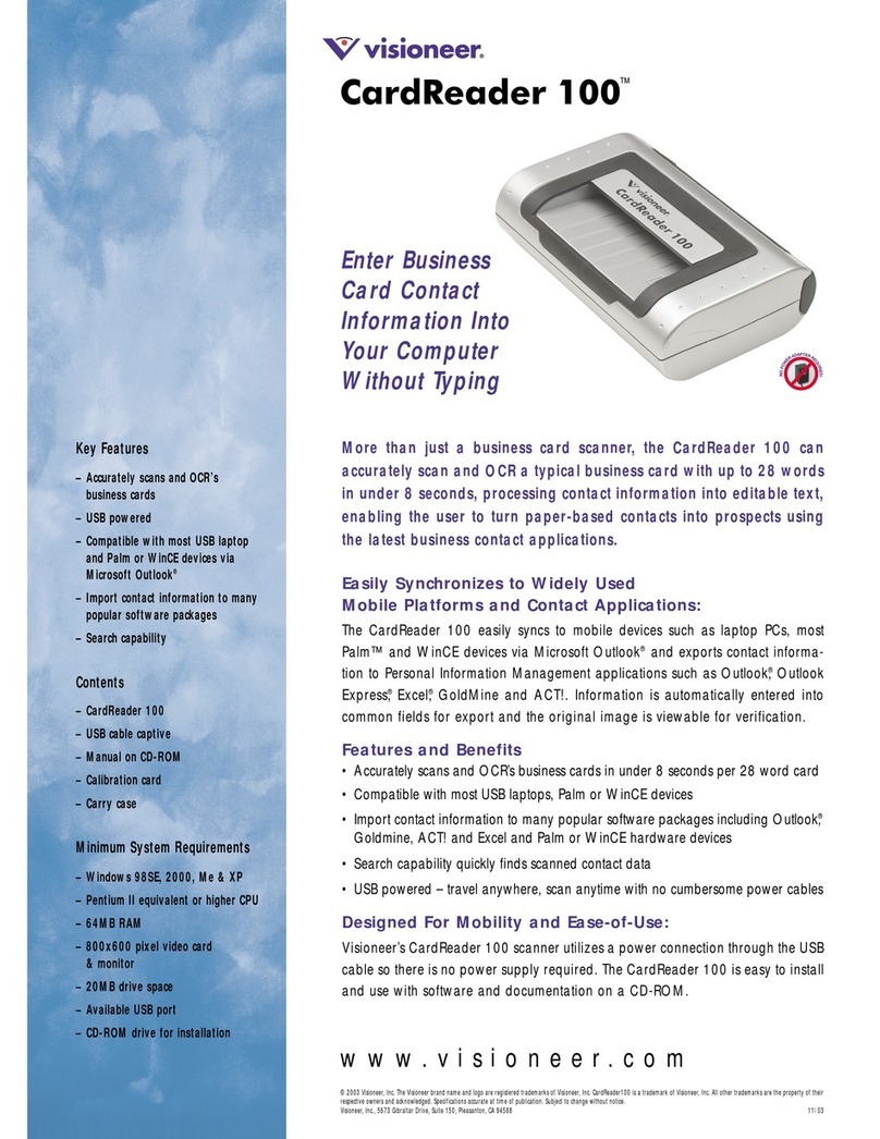Visioneer CardReader 100 datasheet