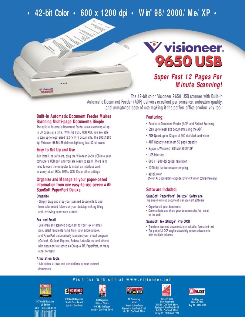 Visioneer 9650 USB Specifications