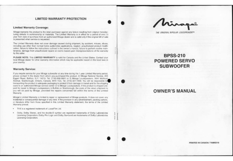 Mirage BPS210 owner's manual