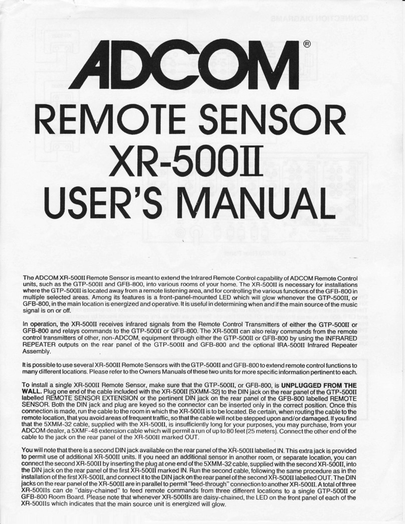Adcom REMOTE SENSOR XR-500II manual