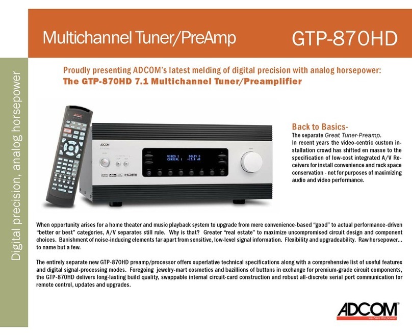 Adcom GTP-870HD User manual Adcom GTP-870HD User manual