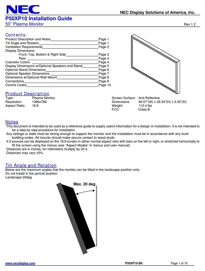 NEC P50XP10-BK User manual