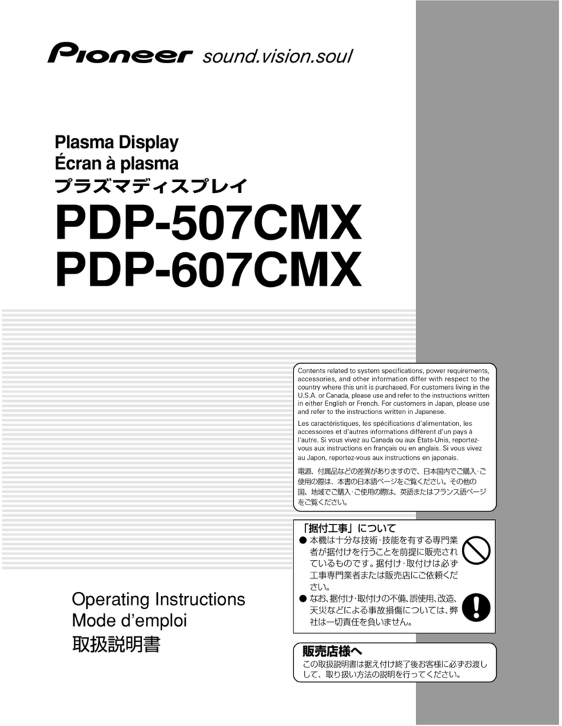 Pioneer 507CMX - PDP - 50" Plasma Panel User manual