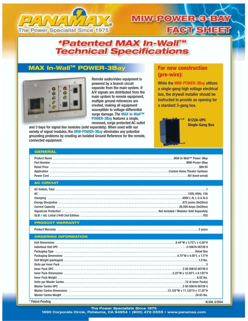 Panamax MIW-POWER-3BAY Technical specifications