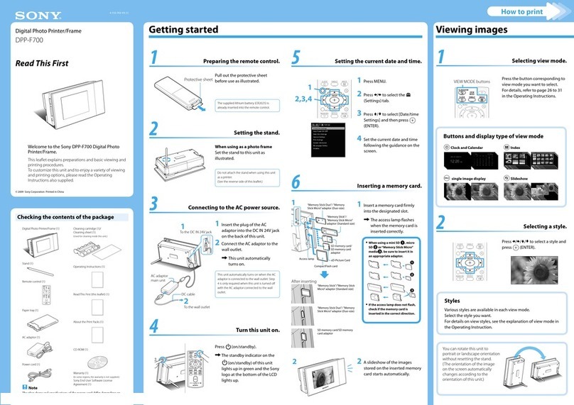 Sony DPP-F700 - Digital Photo Printer/frame Manual