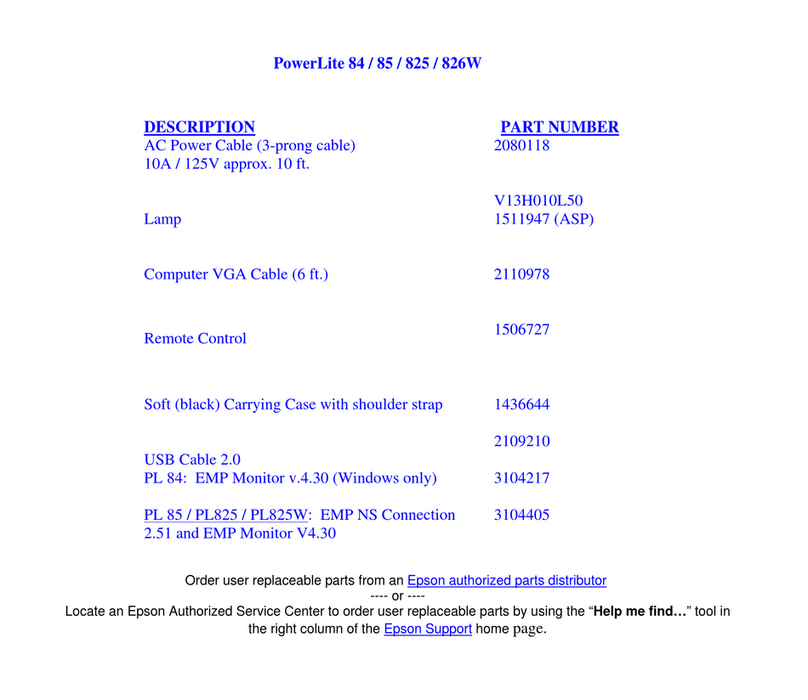 Epson PowerLite 85 User manual