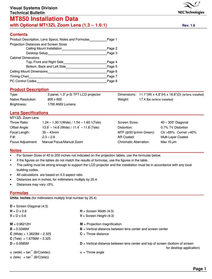 NEC LCDMT850 Installation and user guide