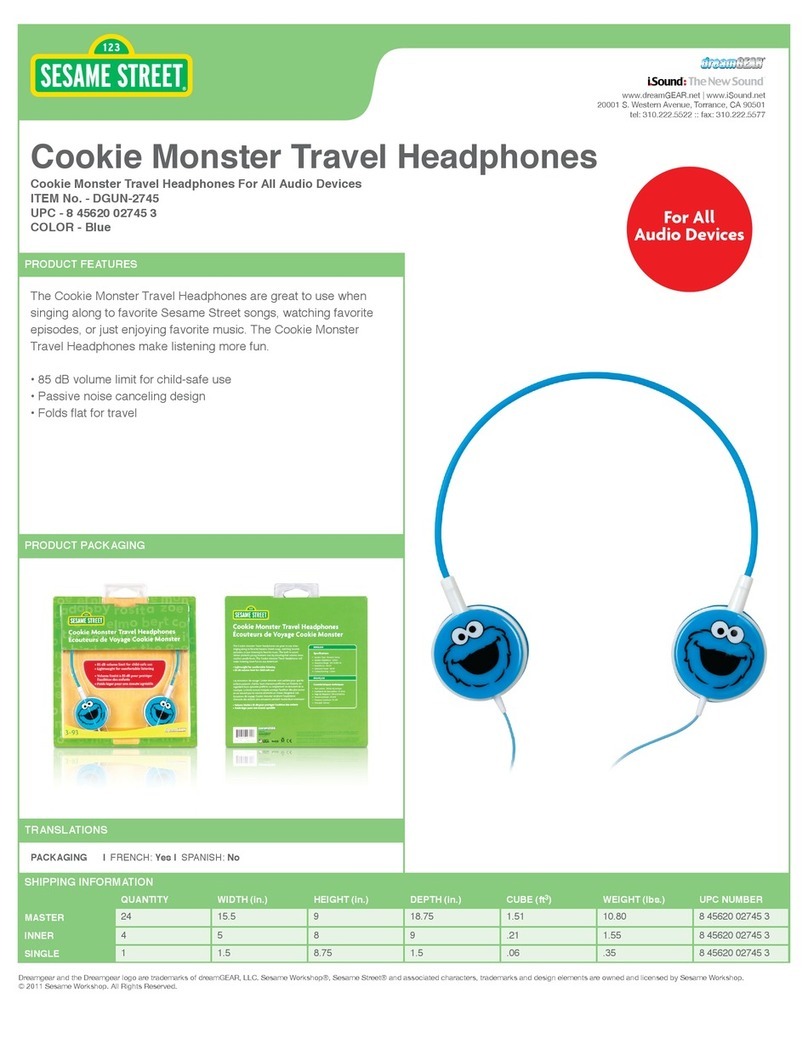 I.SOUND COOKIE MONSTER TRAVEL HEADPHONES datasheet
