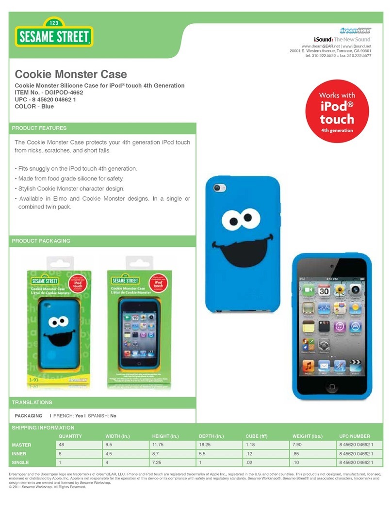 I.SOUND COOKIE MONSTER CASE - FOR IPOD TOUCH User manual