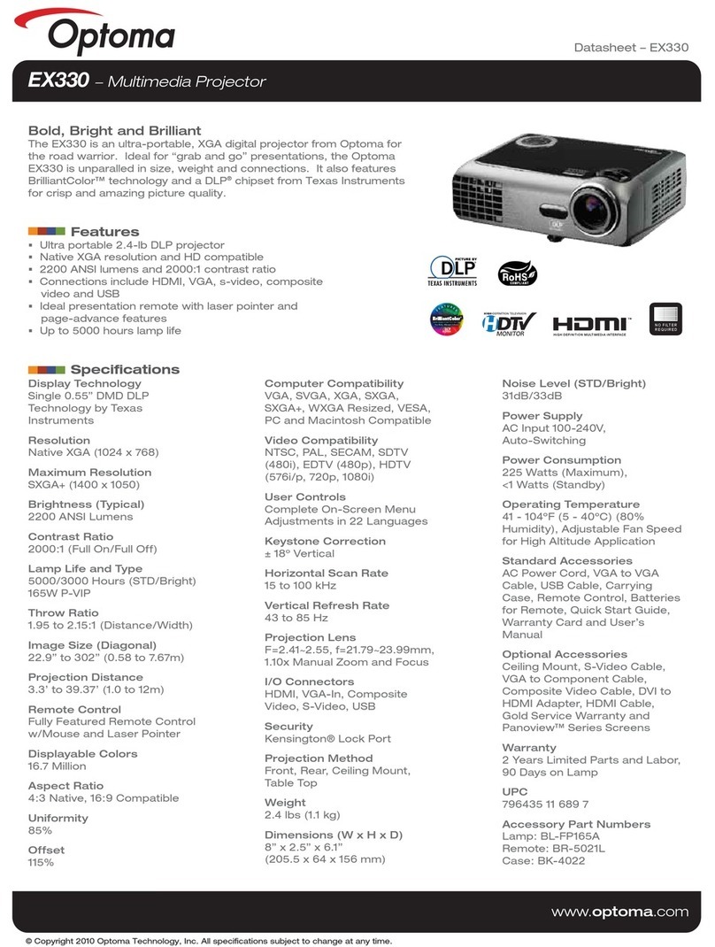 Optoma EX330 User manual