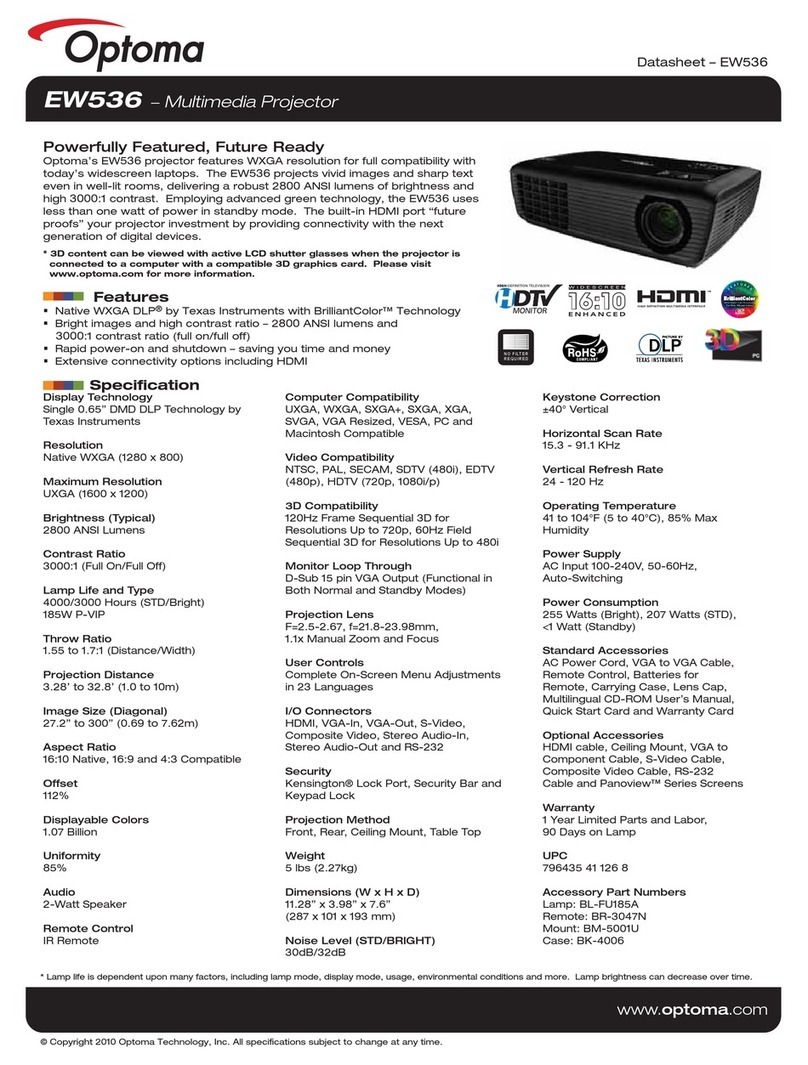 Optoma EW536 datasheet