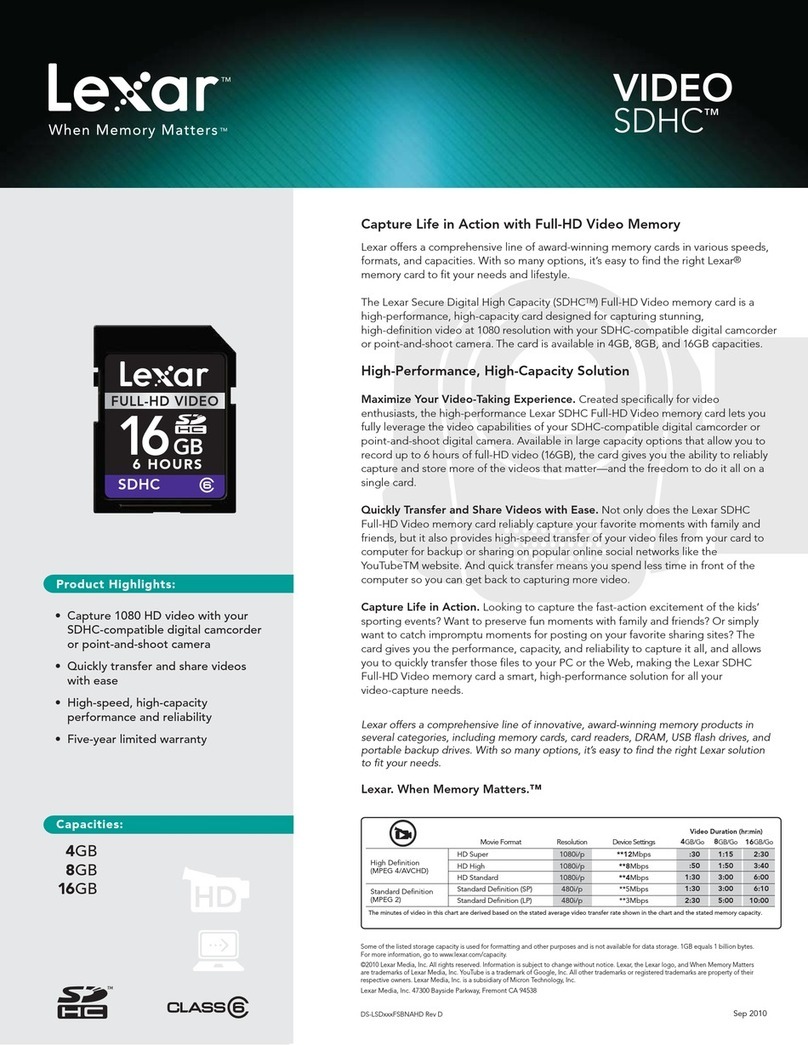 Lexar VIDEO SDHC User manual