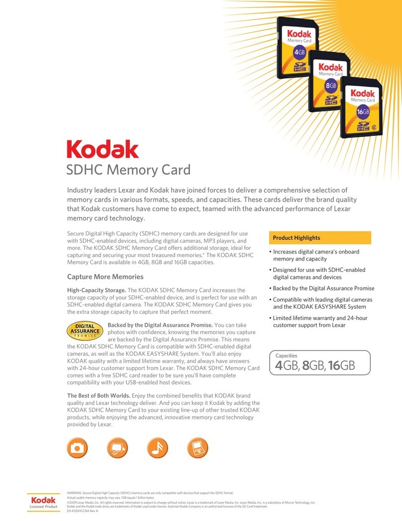 Kodak SDHC MEMORY CARD - DATASHEET REV A User manual