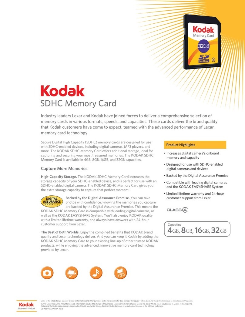 Kodak SDHC MEMORY CARD datasheet