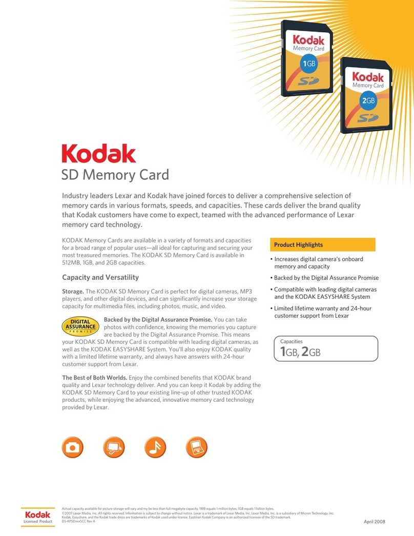 Lexar SD MEMORY CARD - DATASHEET REV A User manual
