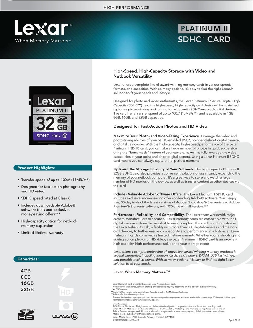 Lexar PLATINUM II SDHC CARD - DATASHEET REV B User manual