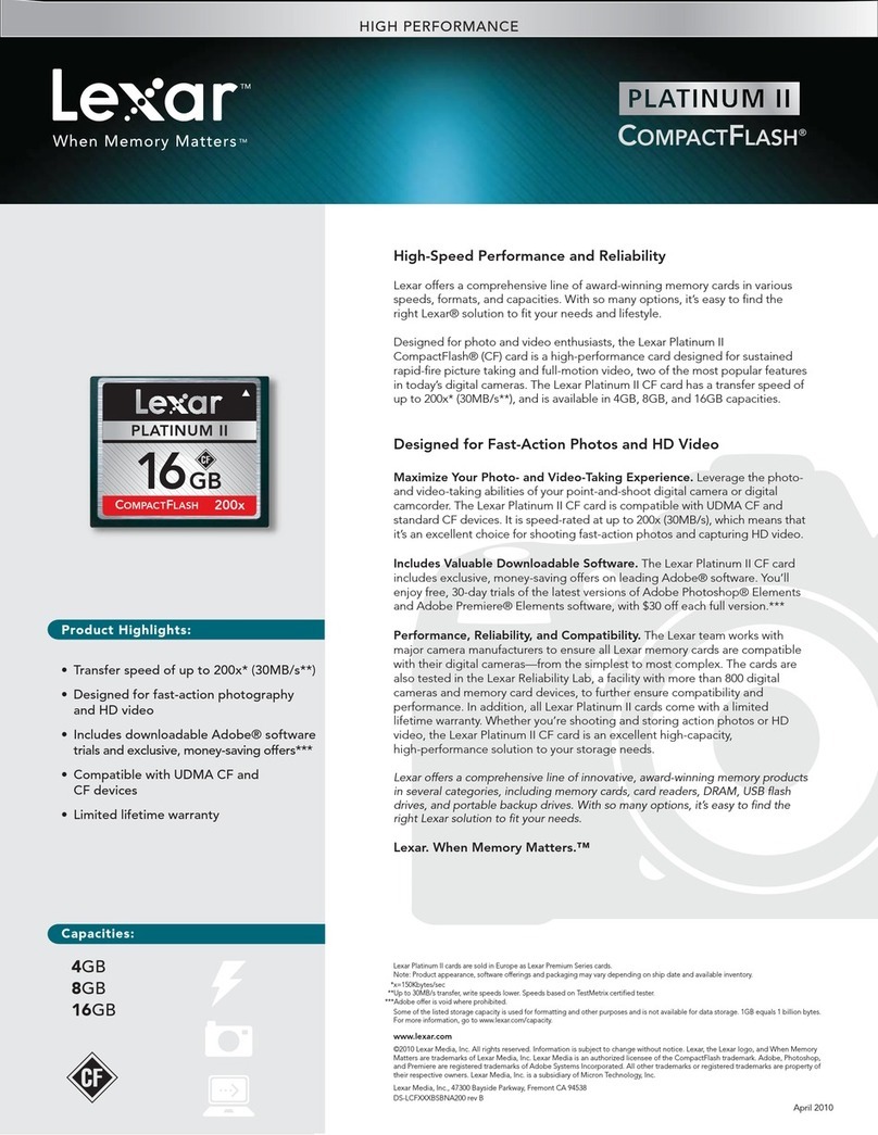 Lexar PLATINUM II COMPACT FLASH - DATASHEET REV B datasheet