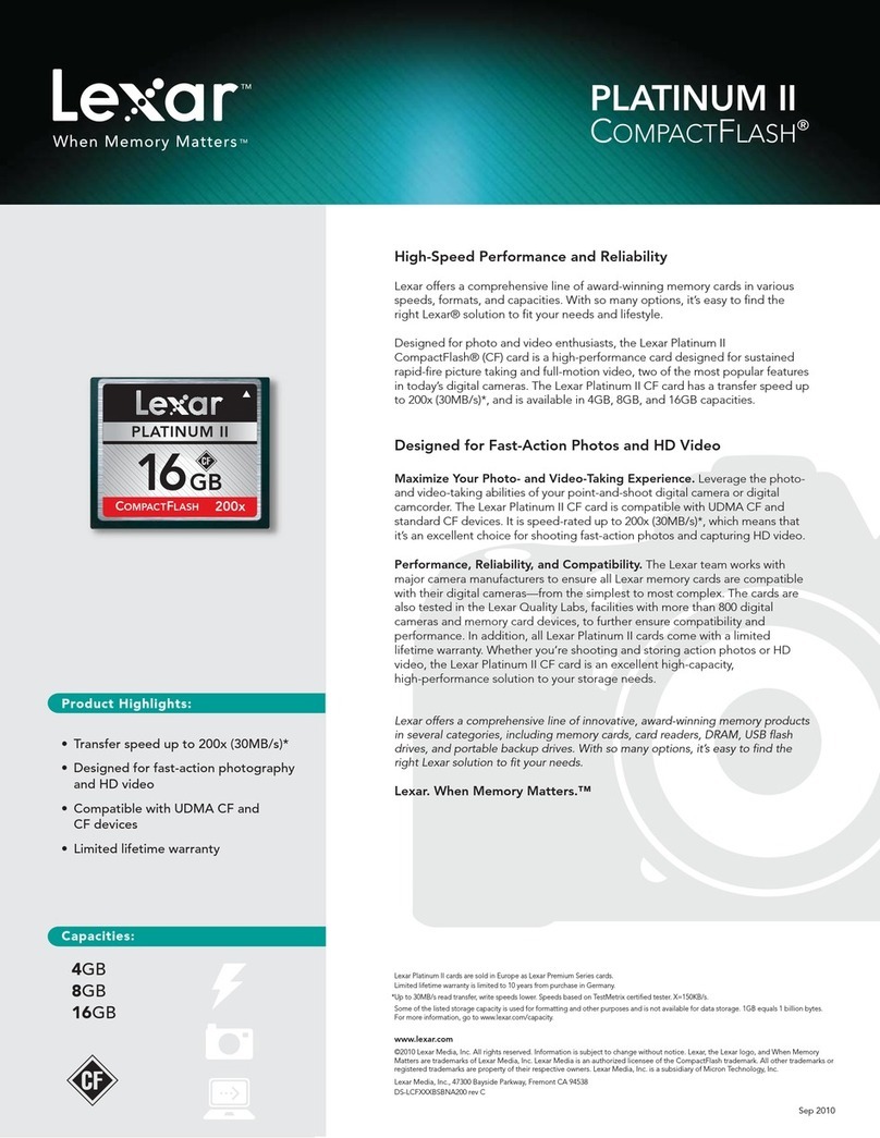 Lexar PLATINUM II COMPACT FLASH datasheet