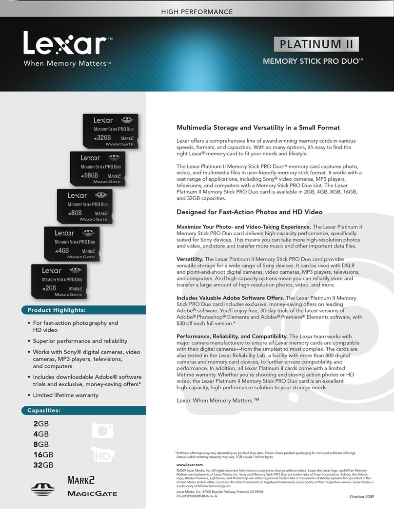 Lexar PLATINUM II MEMORY STICK PRO DUO - DATASHEET REV... datasheet Lexar PLATINUM II MEMORY STICK PRO DUO - DATASHEET REV... datasheet