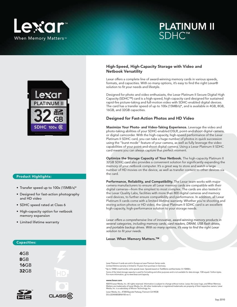 Lexar PLATINUM II SDHC User manual