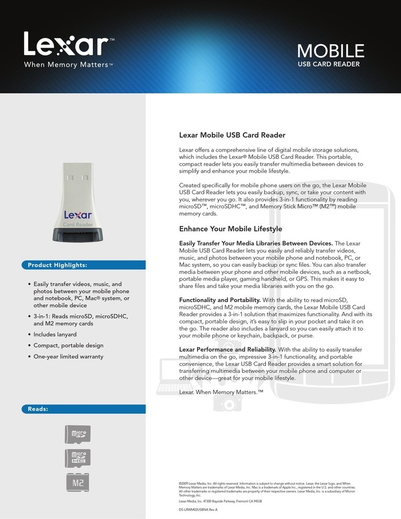 Lexar MOBILE USB CARD READER - DATASHEET REV A User manual