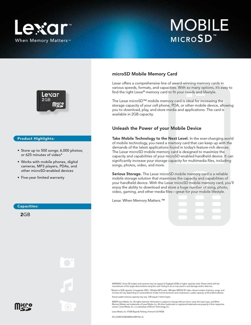 Lexar MOBILE MICROSD - DATASHEET REV A User manual