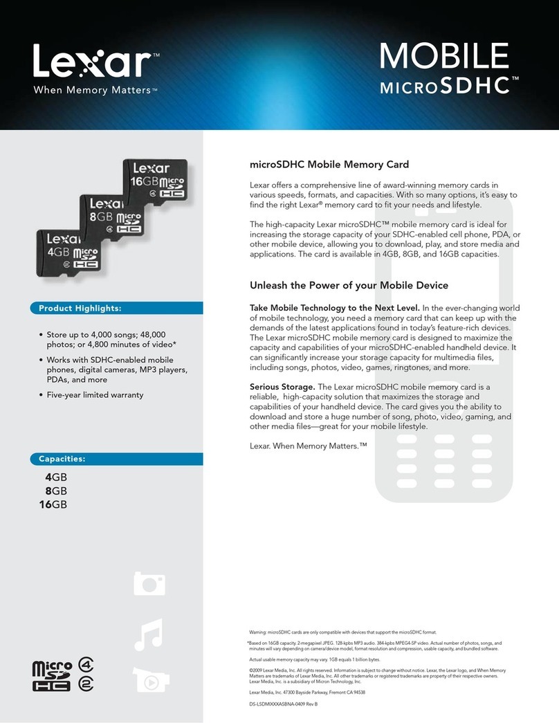 Lexar MOBILE MICROSDHC - DATASHEET REV B User manual