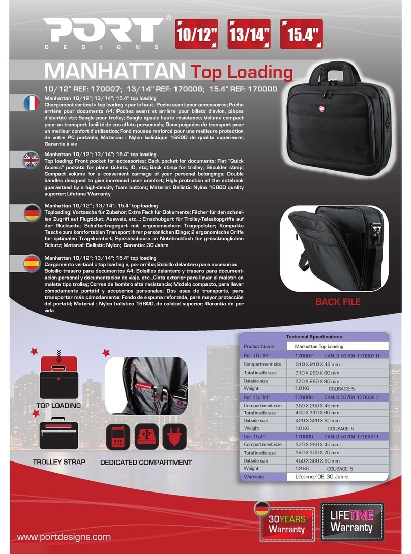 PORT DESIGNS MANHATTAN TOP LOADING User manual PORT DESIGNS MANHATTAN TOP LOADING User manual