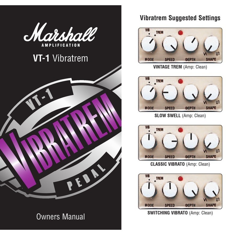 Marshall Amplification EFFECT PEDAL VT-1 VIBRATREM owner's manual