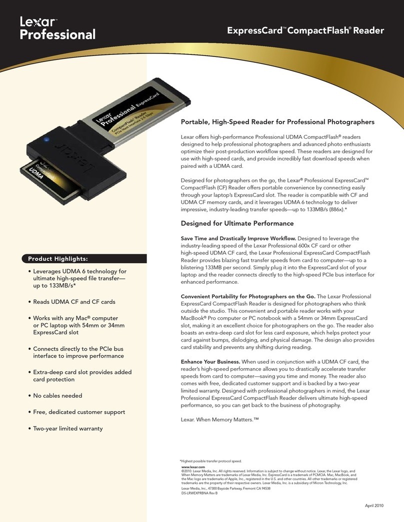 Lexar EXPRESSCARD COMPACT FLASH READER - DATASHEET REV... User manual