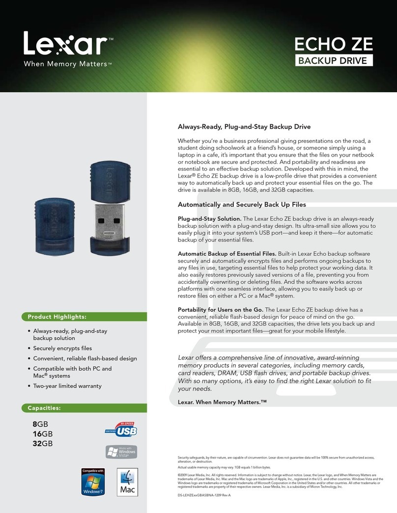 Lexar ECHO ZE BACKUP DRIVE - DATASHEET REV A User manual