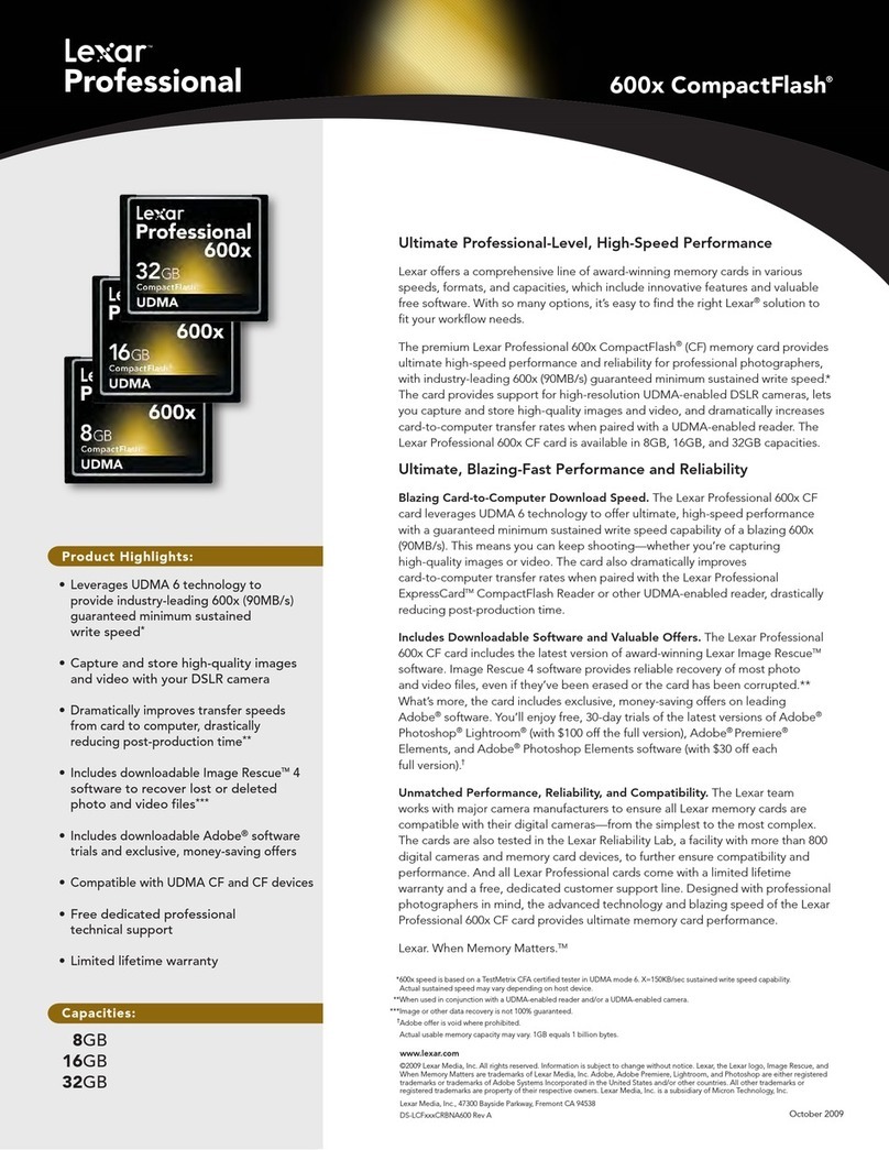 Lexar 600X COMPACT FLASH - DATASHEET REV A User manual
