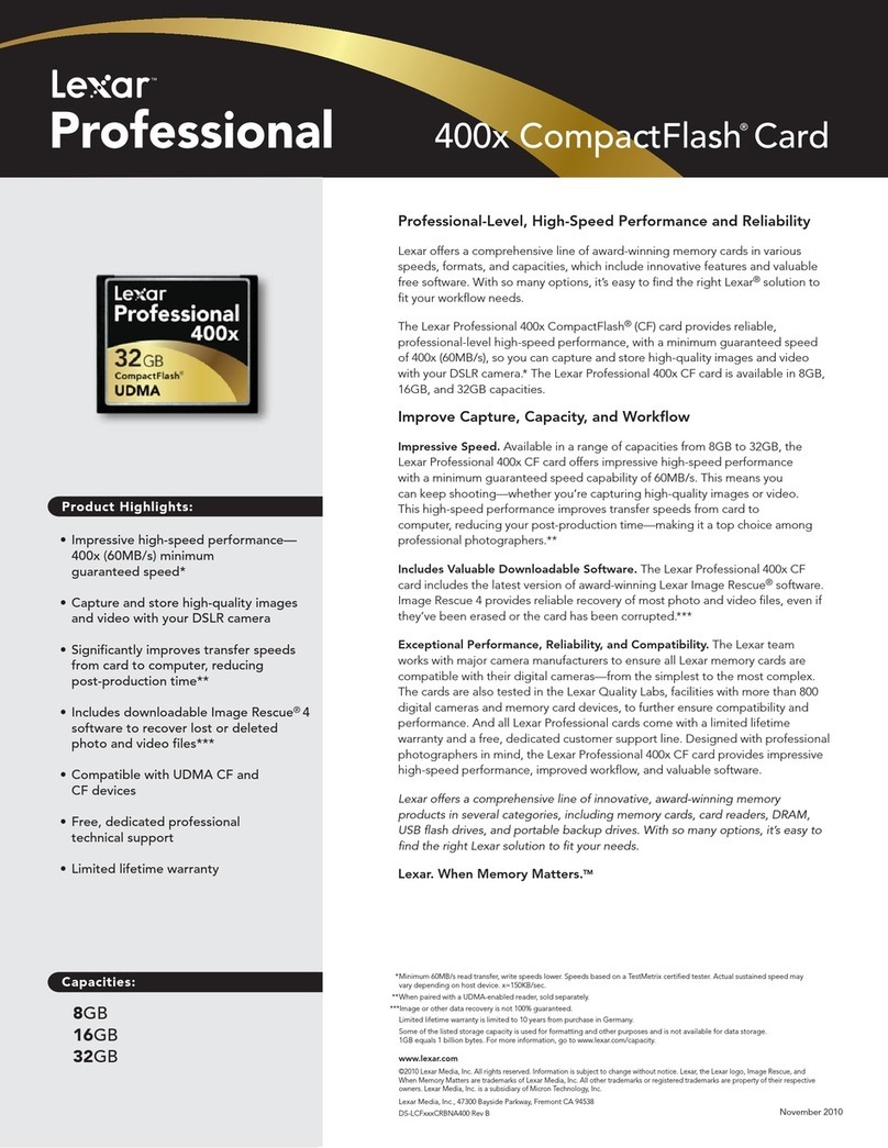 Lexar 400X COMPACTFLASH CARD datasheet