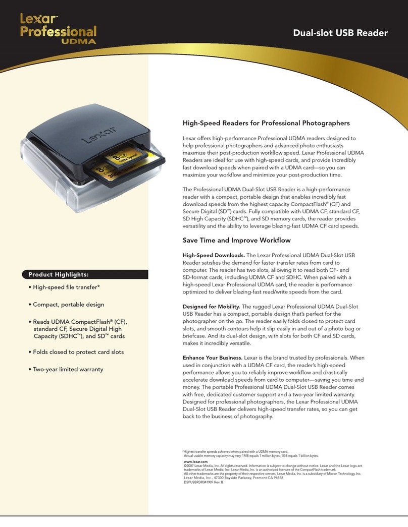 Lexar DUAL-SLOT USB READER - DATASHEET REV B User manual