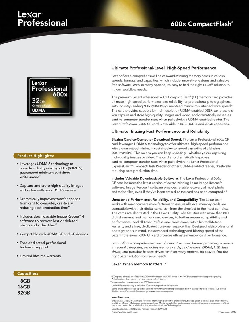 Lexar 600X COMPACTFLASH User manual