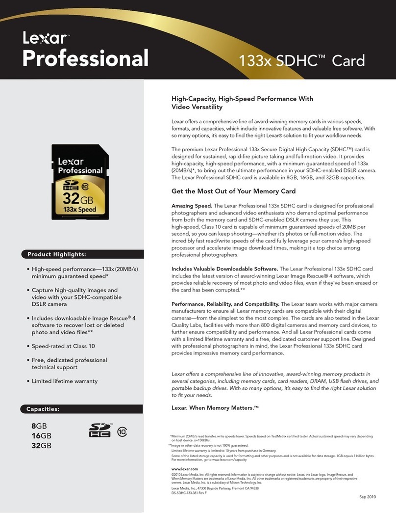 Lexar 133X SDHC CARD User manual
