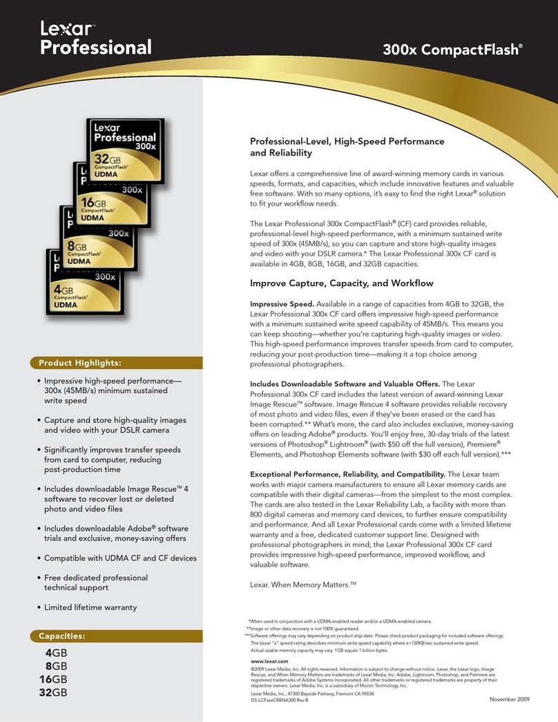 Lexar 300X COMPACT FLASH - DATASHEET REV B User manual Lexar 300X COMPACT FLASH - DATASHEET REV B User manual