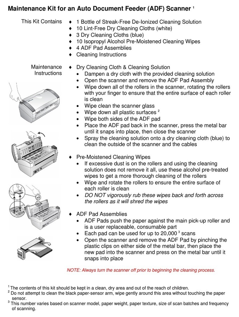Visioneer VISIONAID 96-0201-000 Maintenance instructions