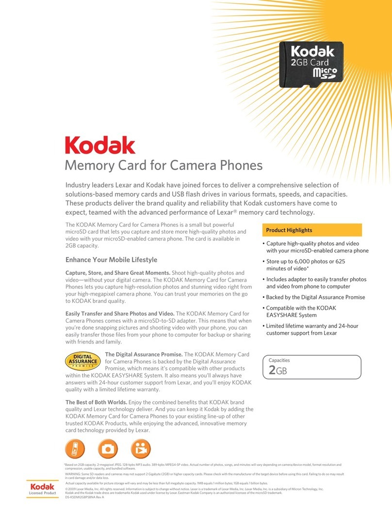 Lexar MEMORY CARD 2GB FOR CAMERA PHONES - DATASHEET REV... User manual