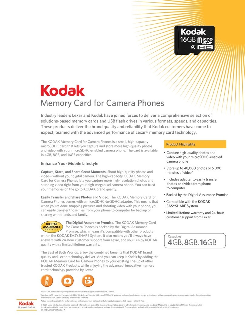 Lexar MEMORY CARD 16GB FOR CAMERA PHONES - DATASHEET REV... User manual