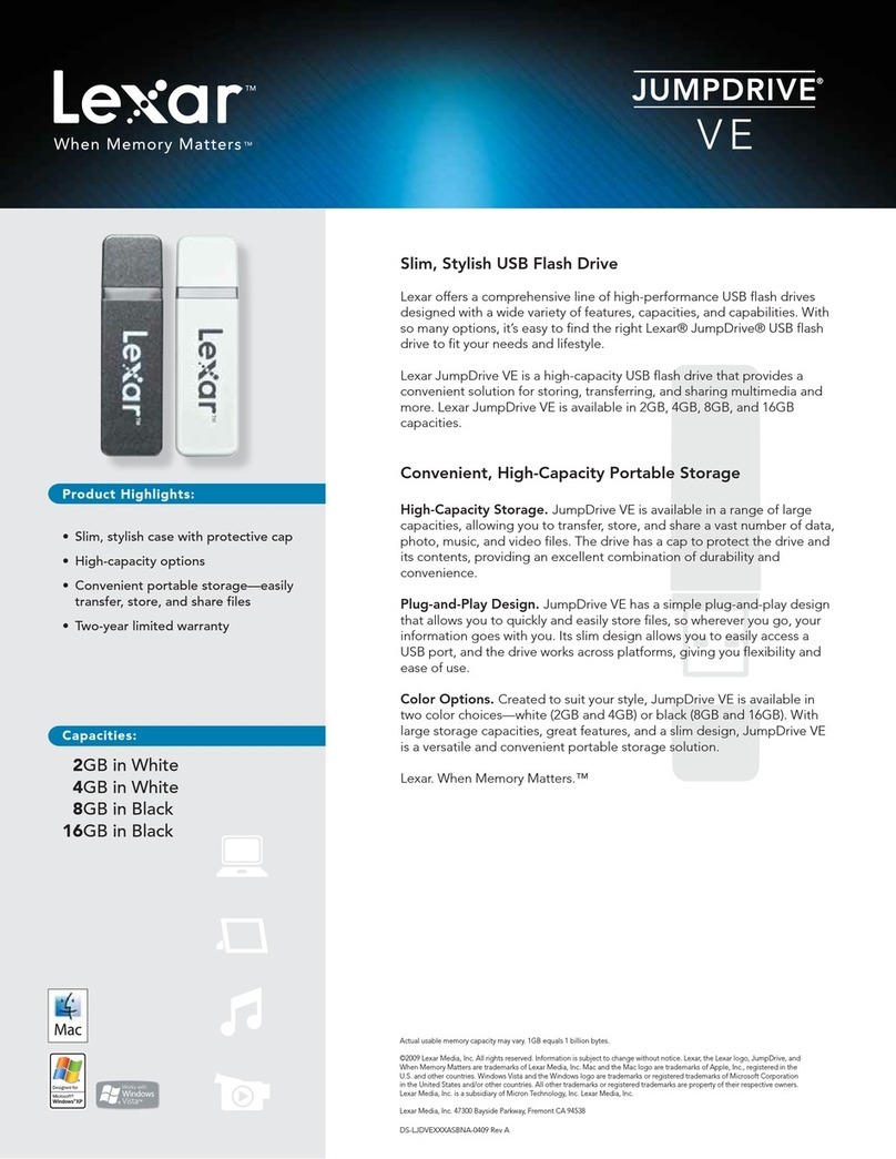 Lexar JUMPDRIVE VE - DATASHEET REV A User manual Lexar JUMPDRIVE VE - DATASHEET REV A User manual