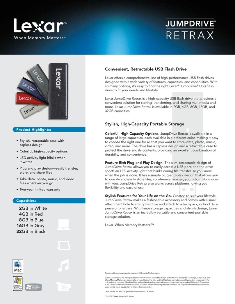 Lexar JUMPDRIVE RETRAX - DATASHEET REV A User manual